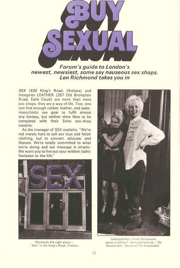 Memories of SEX in Forum magazine Â« Paul Gorman isâ€¦